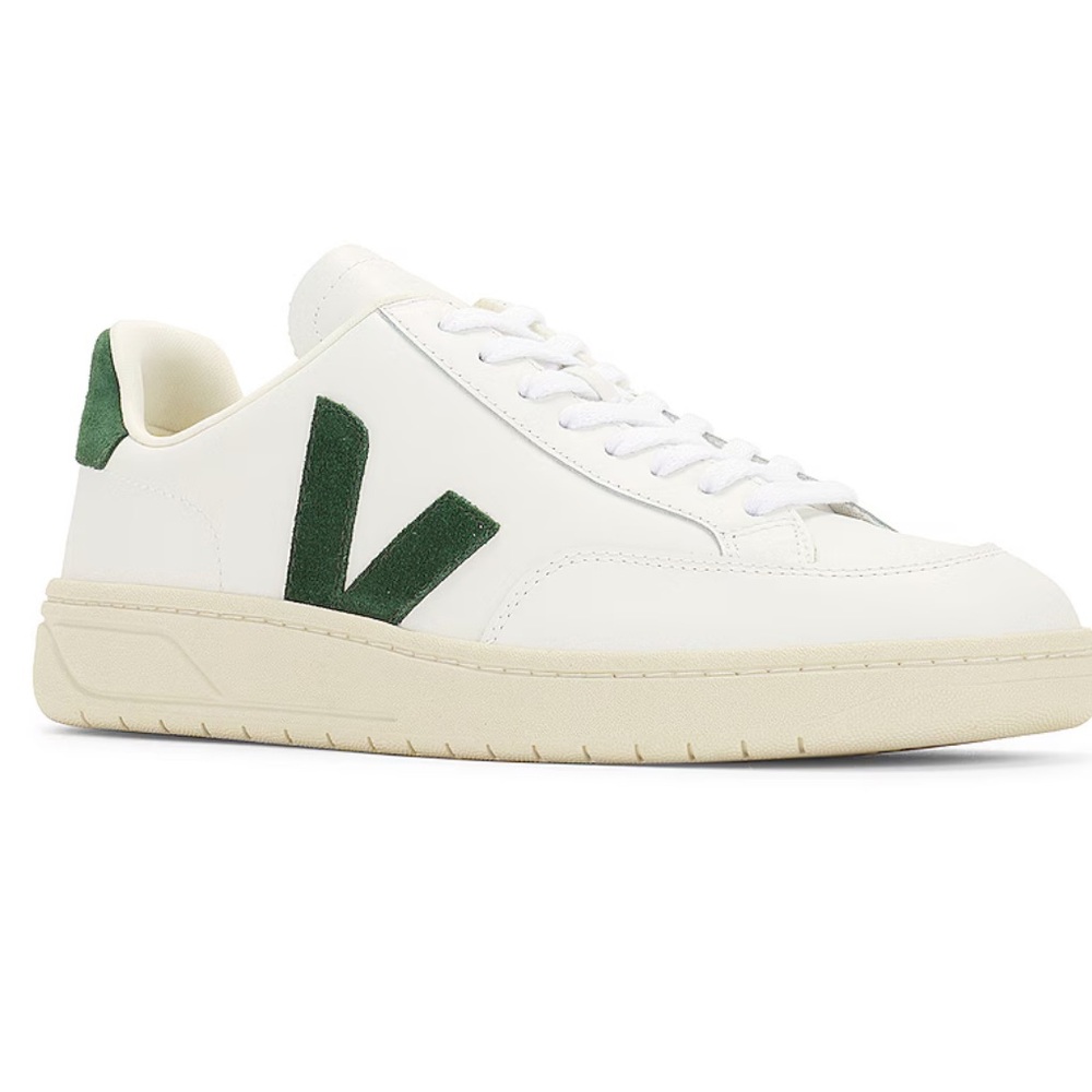 Veja V-12 Sneakers in White and Green